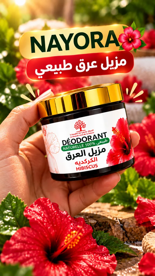 NAYORA déodorant hibiscus présenté en main